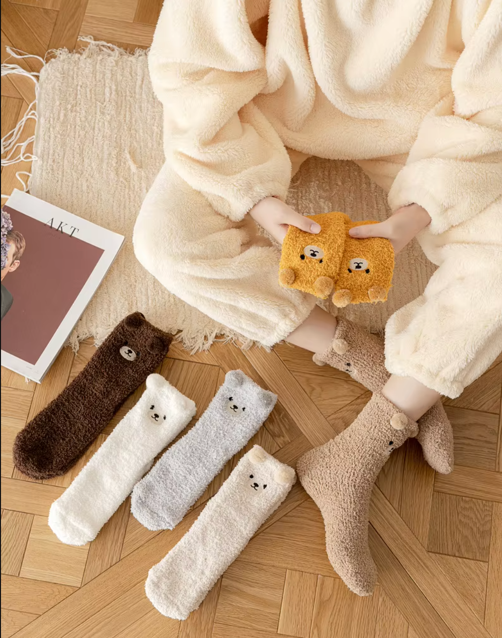 Teddy Bear Fleece Socks by BearWool™